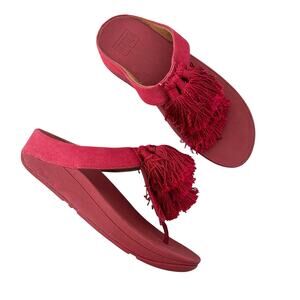 Fitflops Bamba Tassel Adrenaline red size 8 preppy costal grandma boho chic